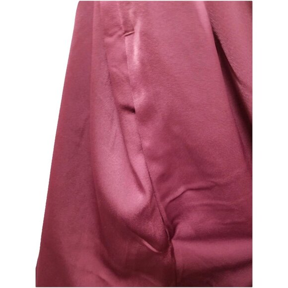 Banana Republic Wine Satin Front Slit Midi Skirt Sz 14 Coquette Feminine Flowy - Picture 5 of 7